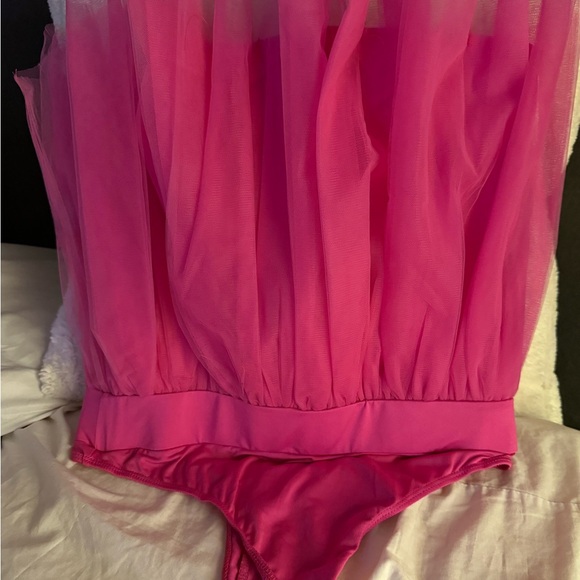 Pink Tulle Bodysuit sleeveless ballerina look hot thing tube top medium - Picture 2 of 5